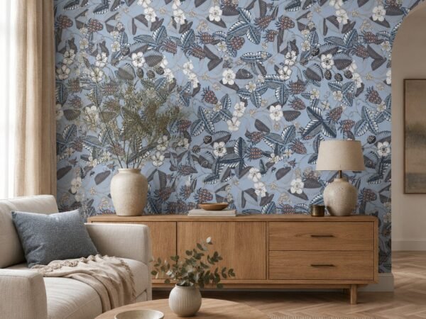 Delft Bramble — Luxury Floral Wallpaper Dubai