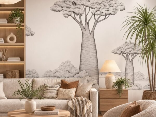 Graphite Giants — Luxury Floral Wallpaper Dubai
