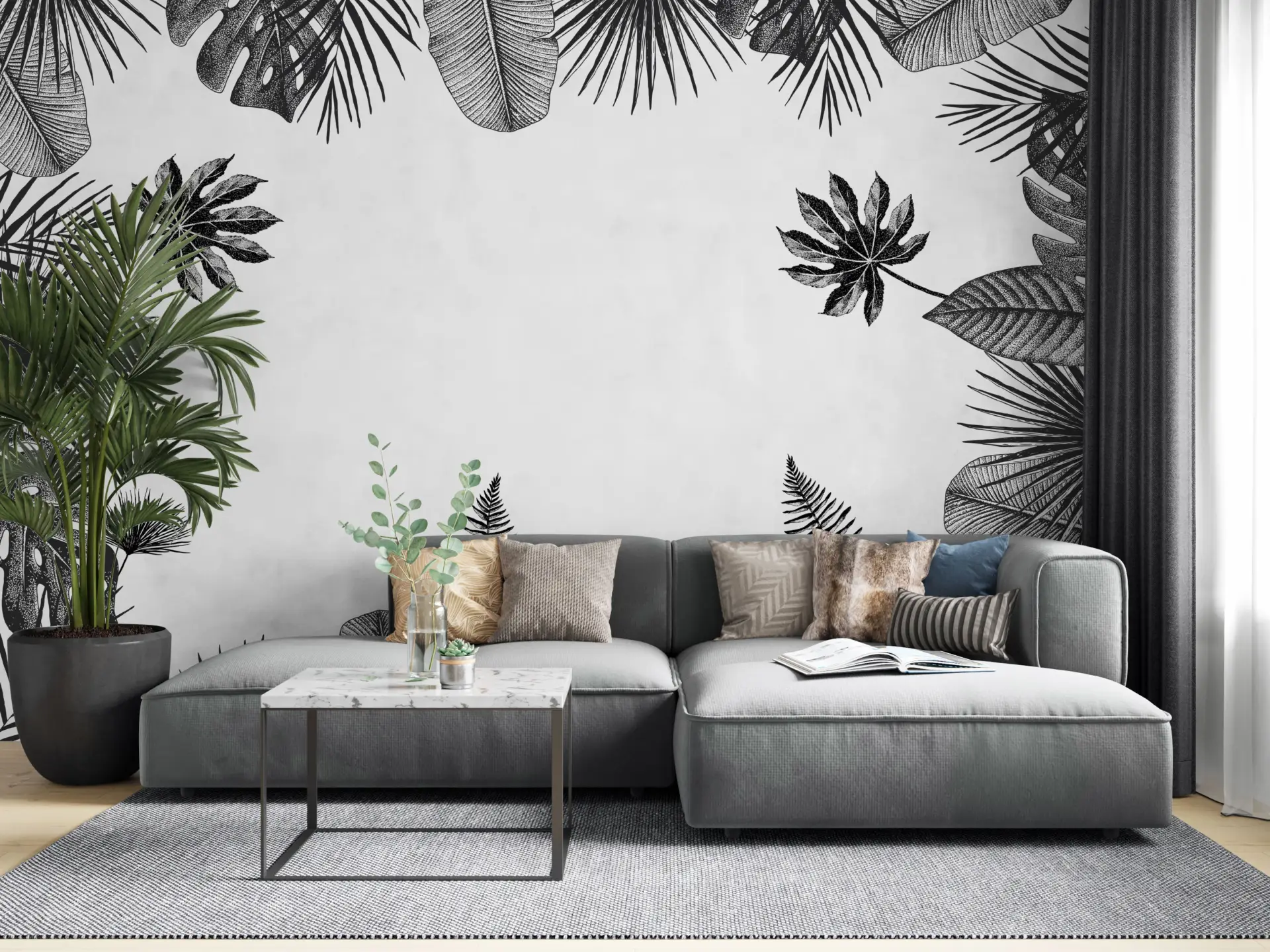 Graphite Tropics — Luxury Floral Wallpaper Dubai - Image 6