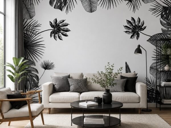 Graphite Tropics — Luxury Floral Wallpaper Dubai