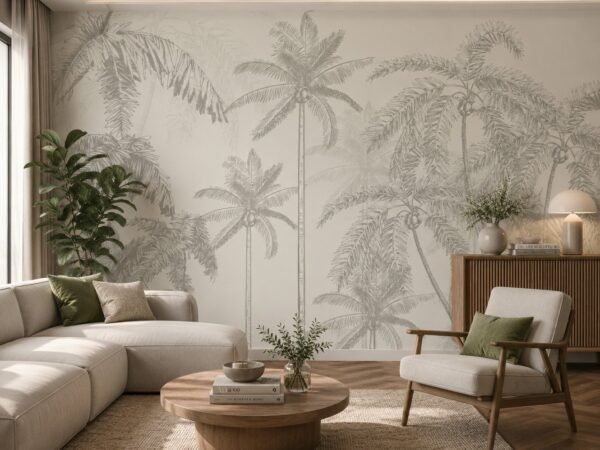 Palmera Sketch — Luxury Floral Wallpaper Dubai