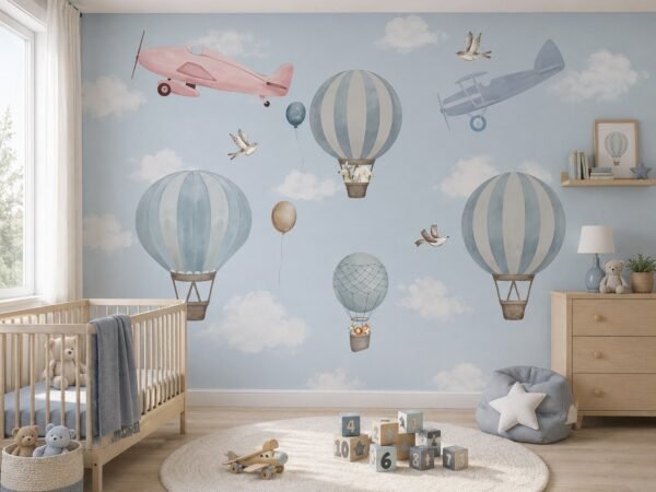 Pastel Airway — Luxury Kids Wallpaper Dubai