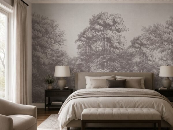 Pewter Copse — Luxury Floral Wallpaper Dubai
