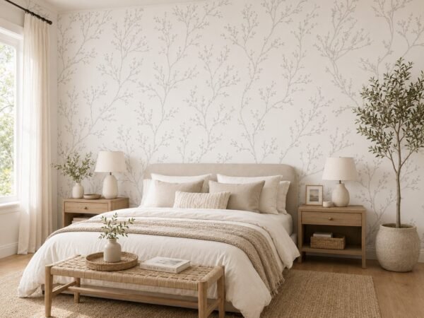 Porcelain Sprigs — Luxury Floral Wallpaper Dubai