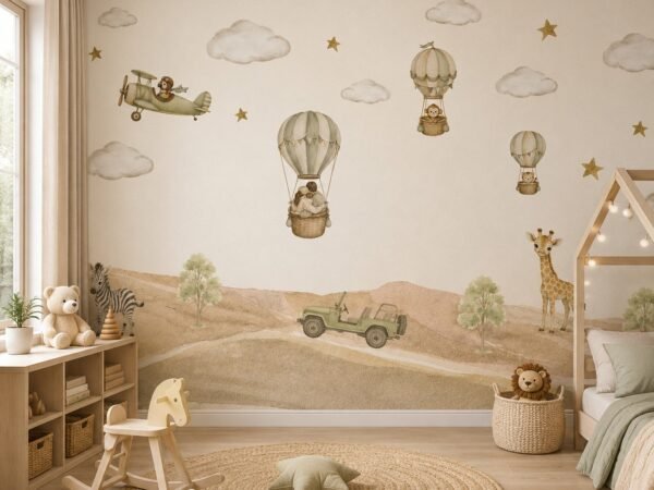 Safari Aeronauts — Luxury Kids Wallpaper Dubai