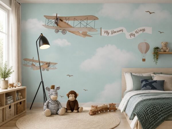 Skyward Whispers — Luxury Kids Wallpaper Dubai