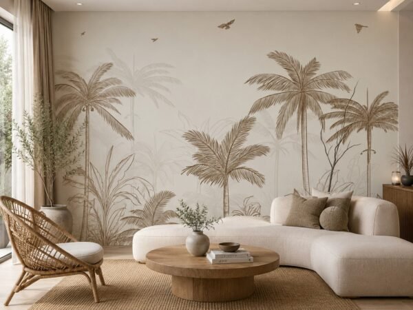 Umber Flyway — Luxury Floral Wallpaper Dubai