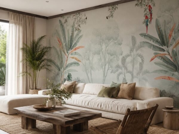 Verdant Araras — Luxury Floral Wallpaper Dubai