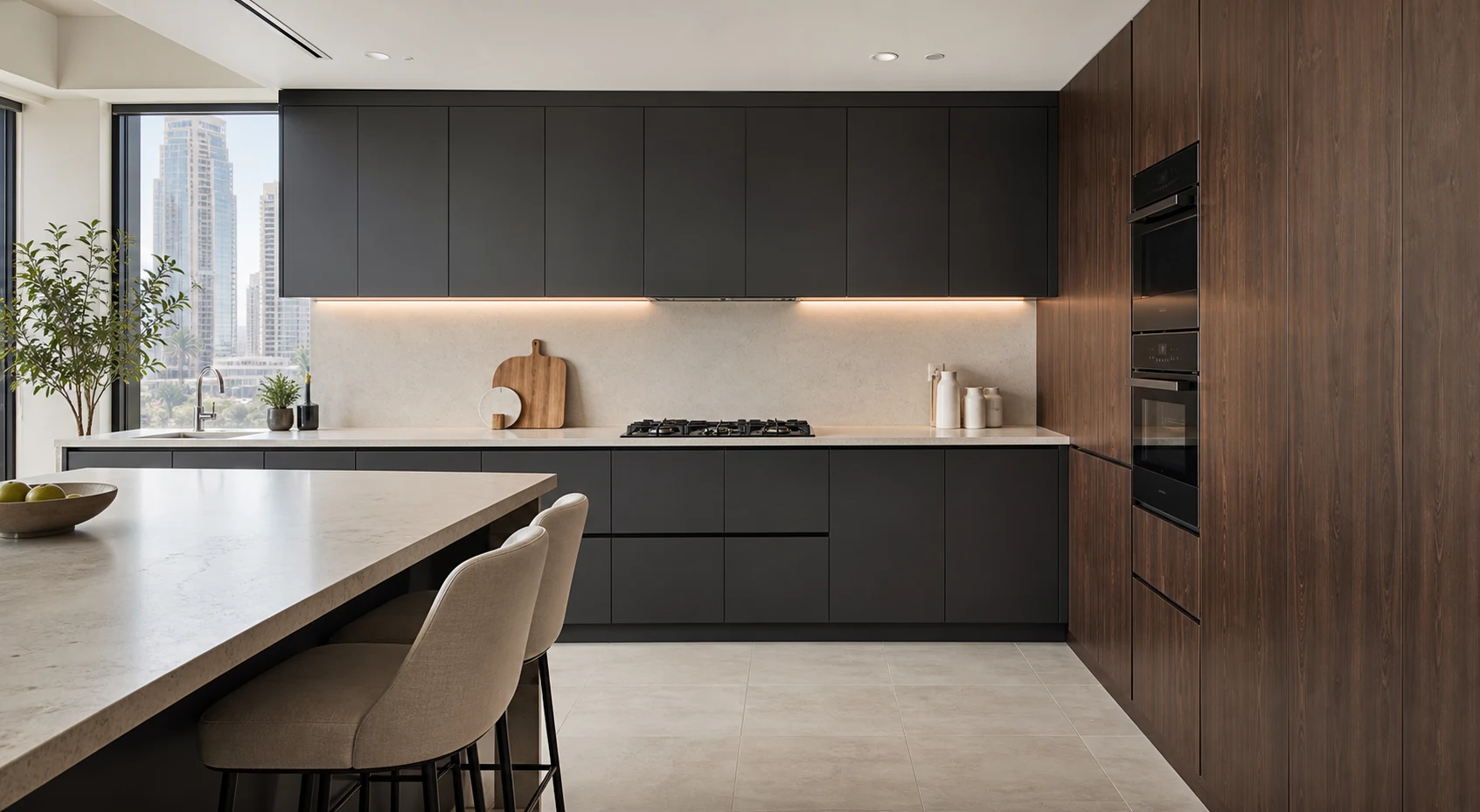 Dark kitchen cabinet wrapping Dubai