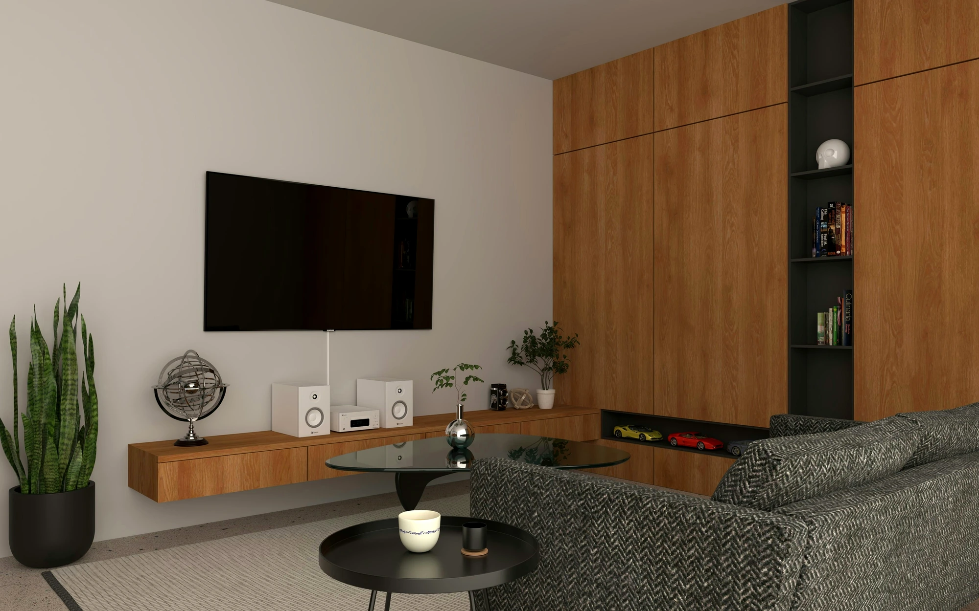 Premium wrapped TV unit, console and sideboard in a Dubai living room