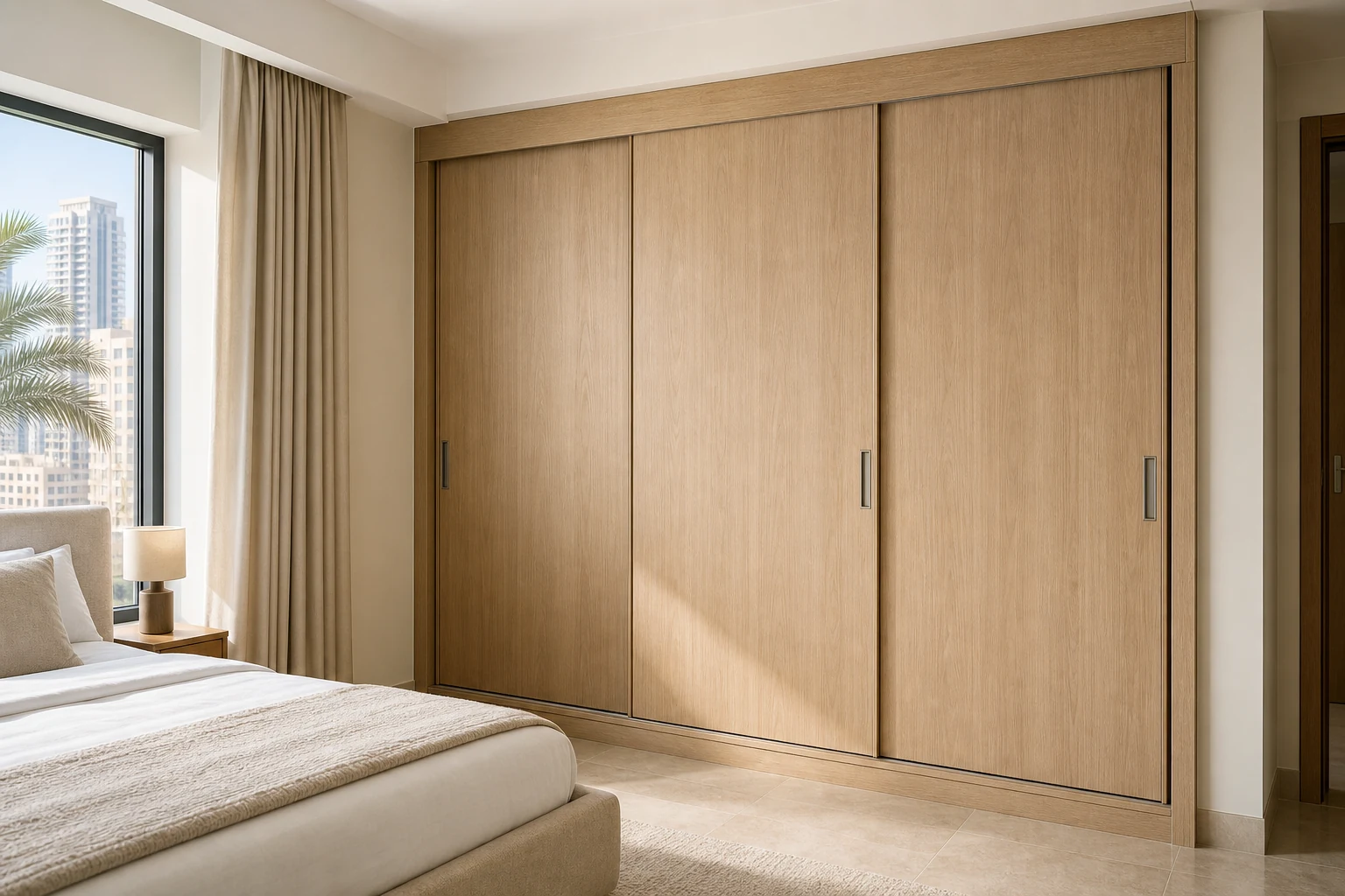 Light oak sliding wardrobe wrapping direction