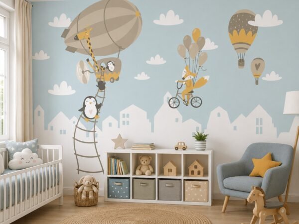 Airship Frolic — Luxury Kids Wallpaper Dubai