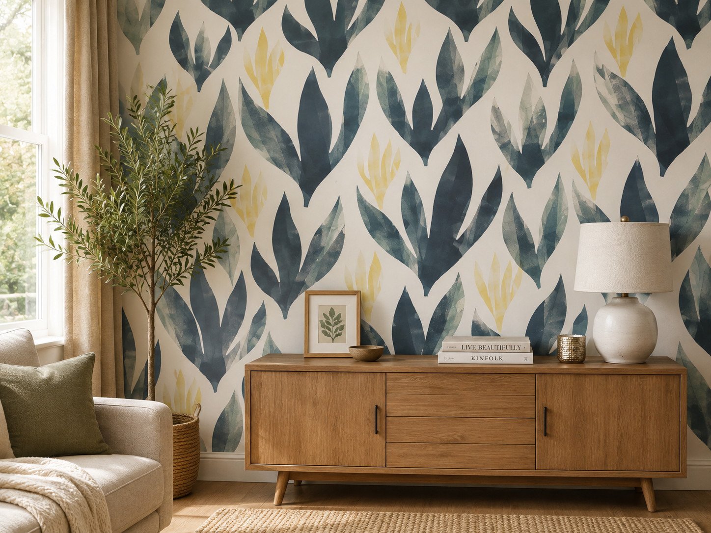 Aqua Lilies — Luxury Floral Wallpaper Dubai