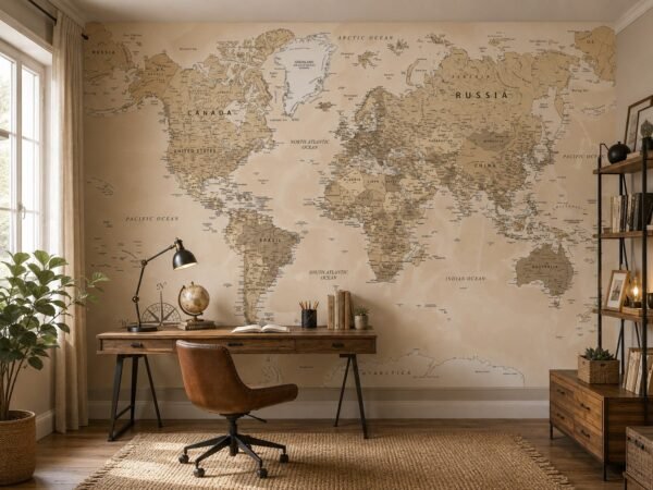 Atlas Drift — Map & Mural Wallpaper Dubai