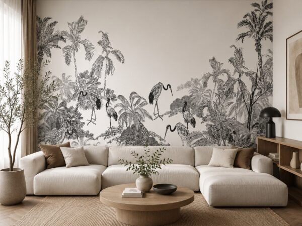Avian Palisade — Luxury Floral Wallpaper Dubai
