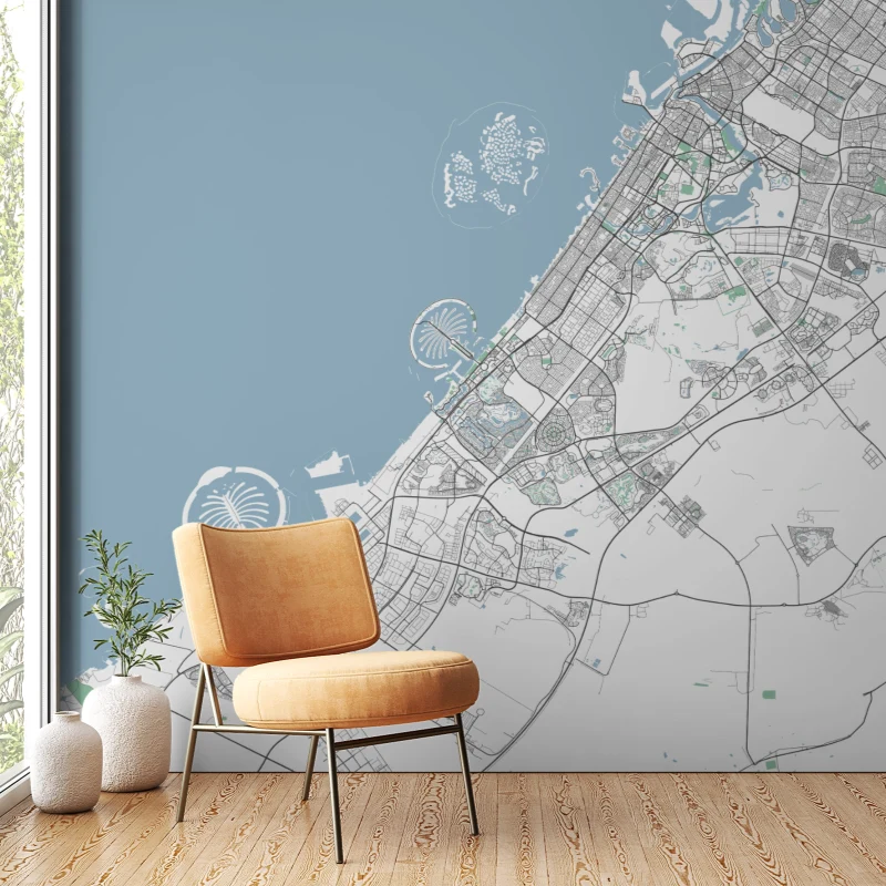 Azure District — Map & Mural Wallpaper Dubai - Image 2