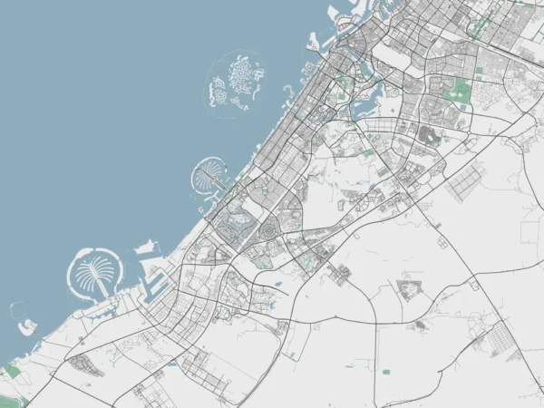 Azure District — Map & Mural Wallpaper Dubai
