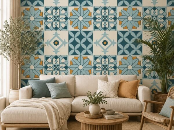 Azure Mosaic — Heritage Wallpaper Dubai
