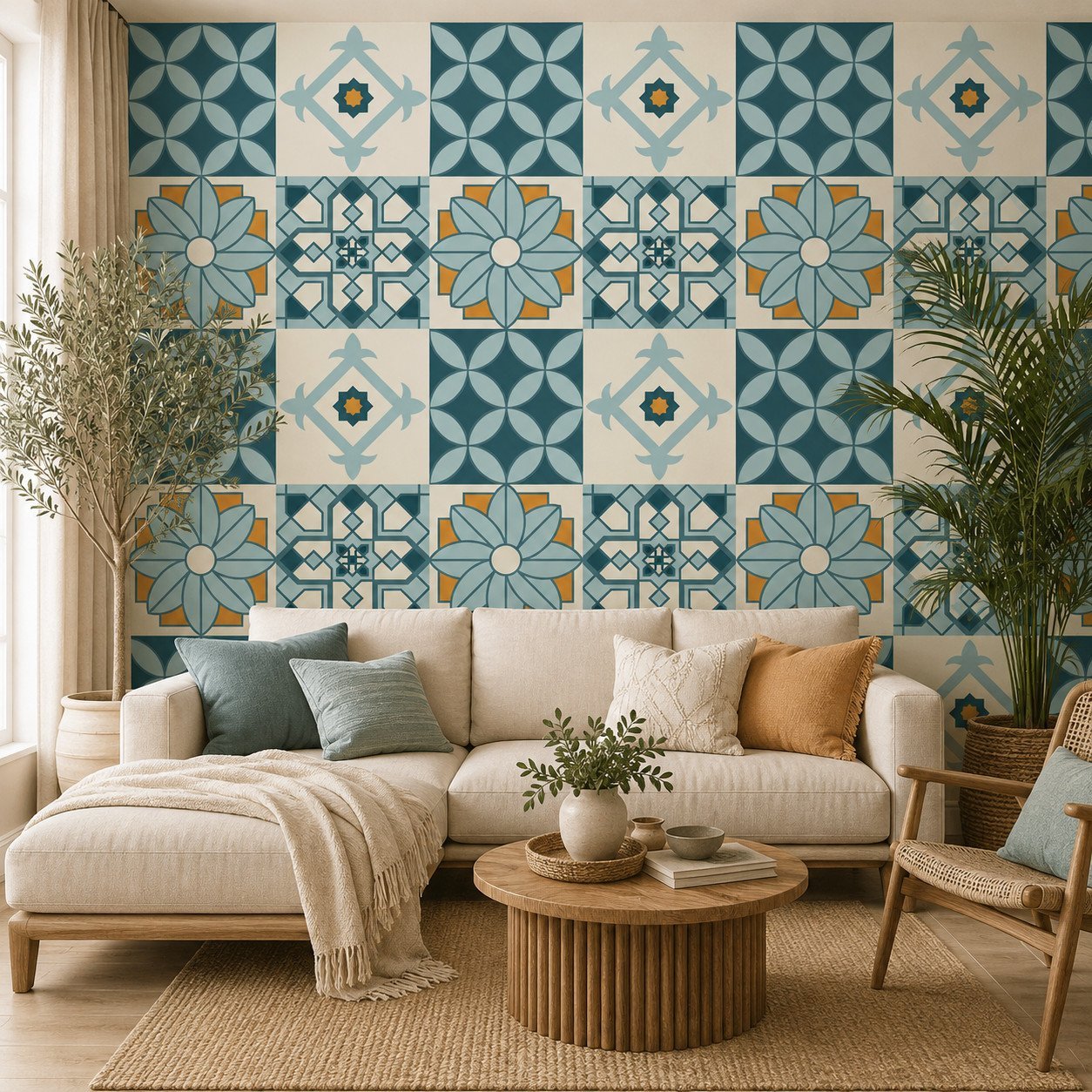 Azure Mosaic — Heritage Wallpaper Dubai