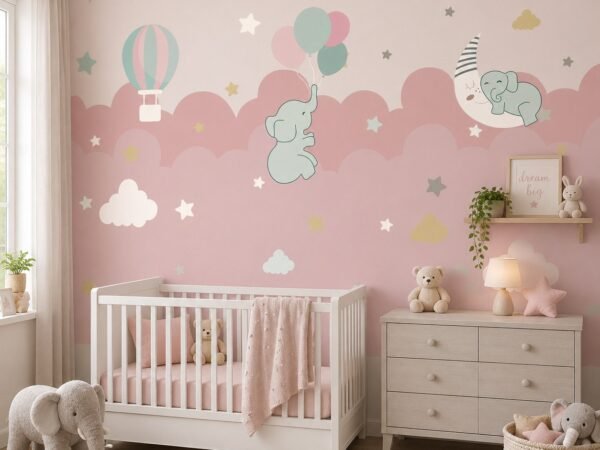 Blush Skyride — Luxury Kids Wallpaper Dubai