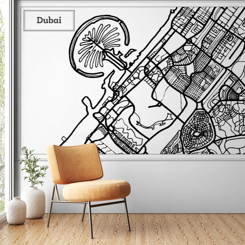 Civic Outline — Map & Mural Wallpaper Dubai - Image 3