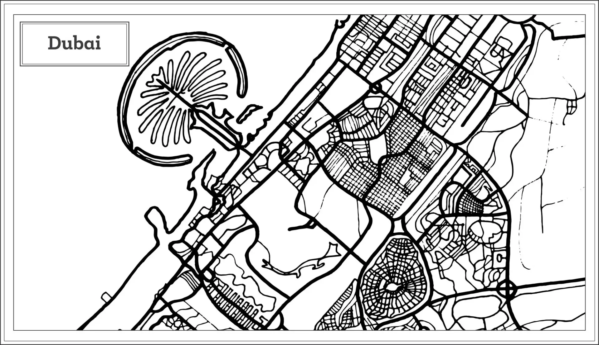 Civic Outline — Map & Mural Wallpaper Dubai - Image 2