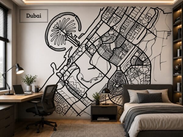 Civic Outline — Map & Mural Wallpaper Dubai
