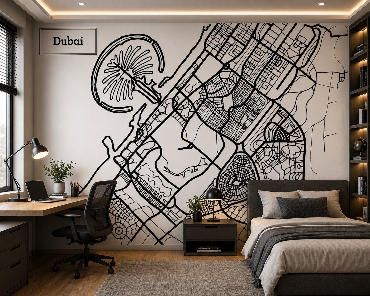 Civic Outline — Map & Mural Wallpaper Dubai