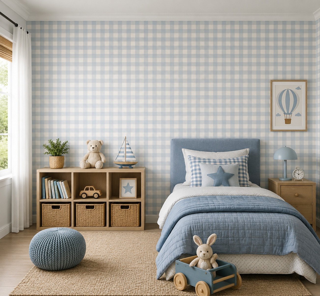 Coastal Plaid — Luxury Kids Wallpaper Dubai
