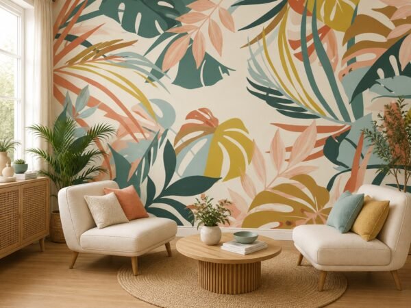 Coral Palms — Luxury Floral Wallpaper Dubai