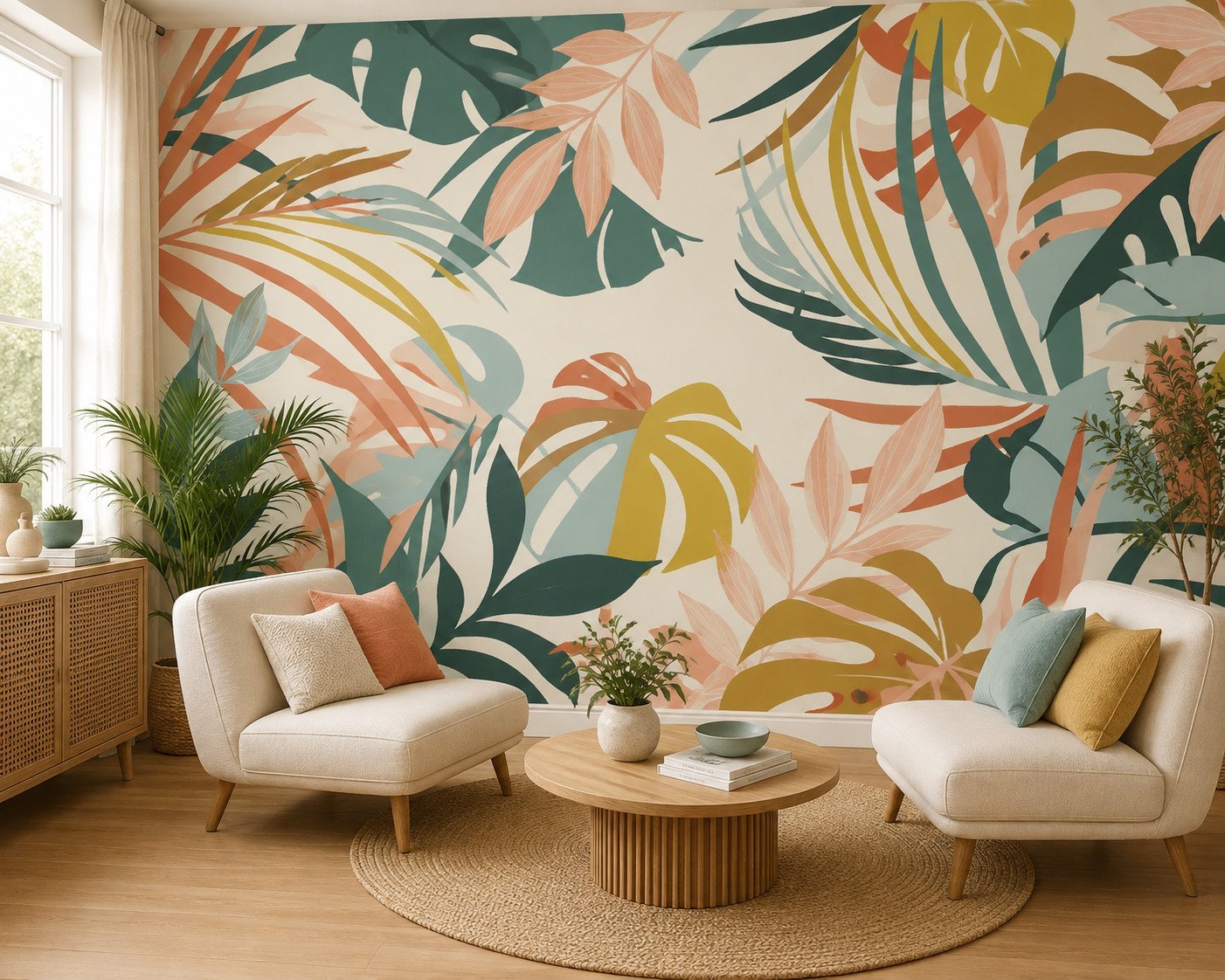 Coral Palms — Luxury Floral Wallpaper Dubai
