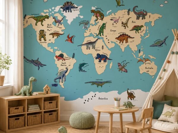 Dino Atlas — Luxury Kids Wallpaper Dubai