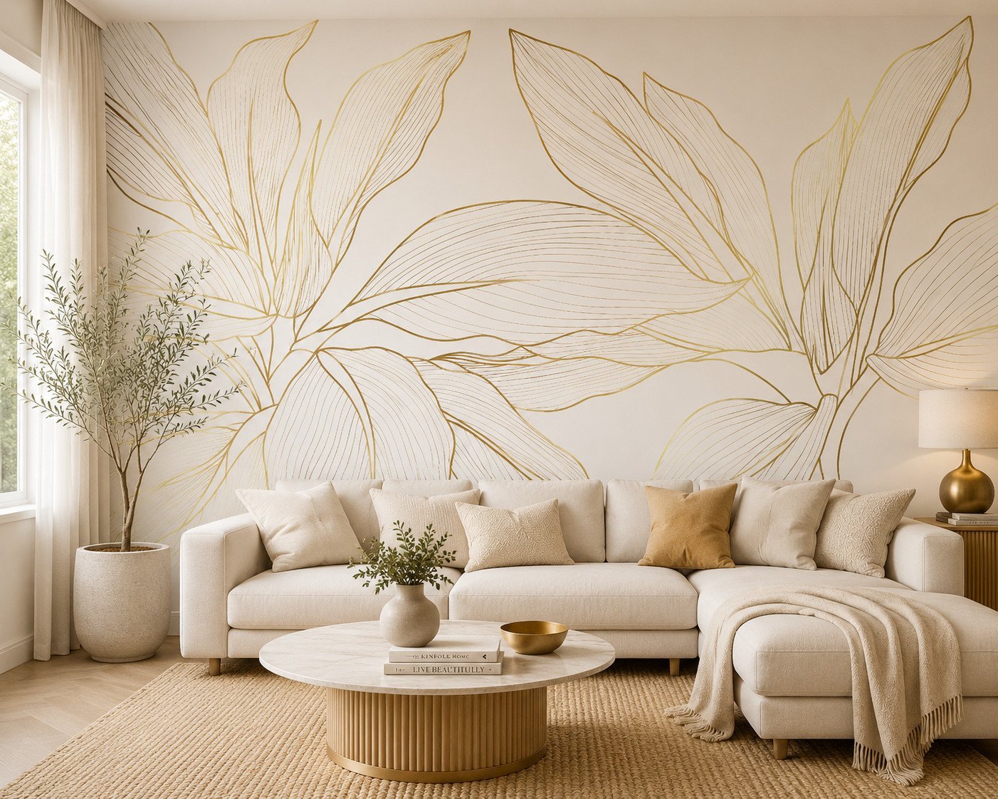 Filigree Foliage — Luxury Floral Wallpaper Dubai