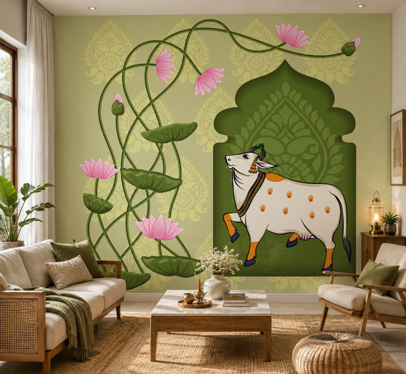 Gopura Garland — Luxury Floral Wallpaper Dubai