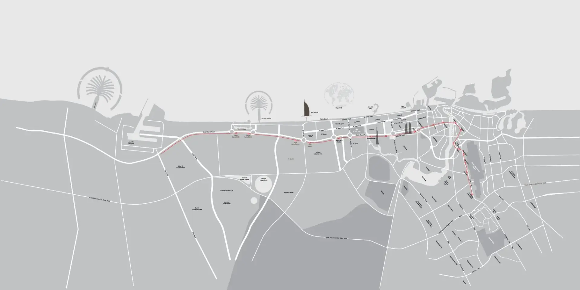 Greyway District — Map & Mural Wallpaper Dubai - Image 2
