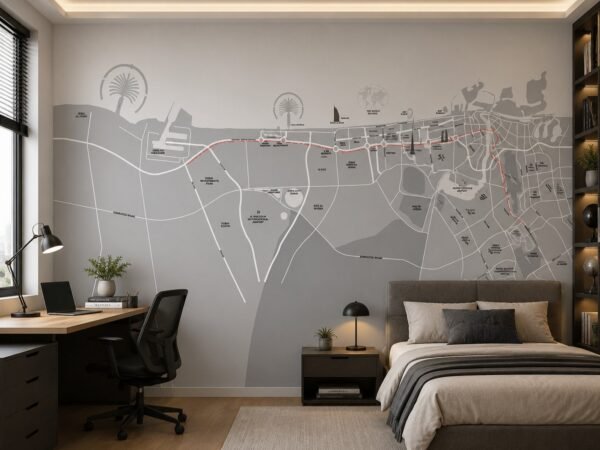 Greyway District — Map & Mural Wallpaper Dubai