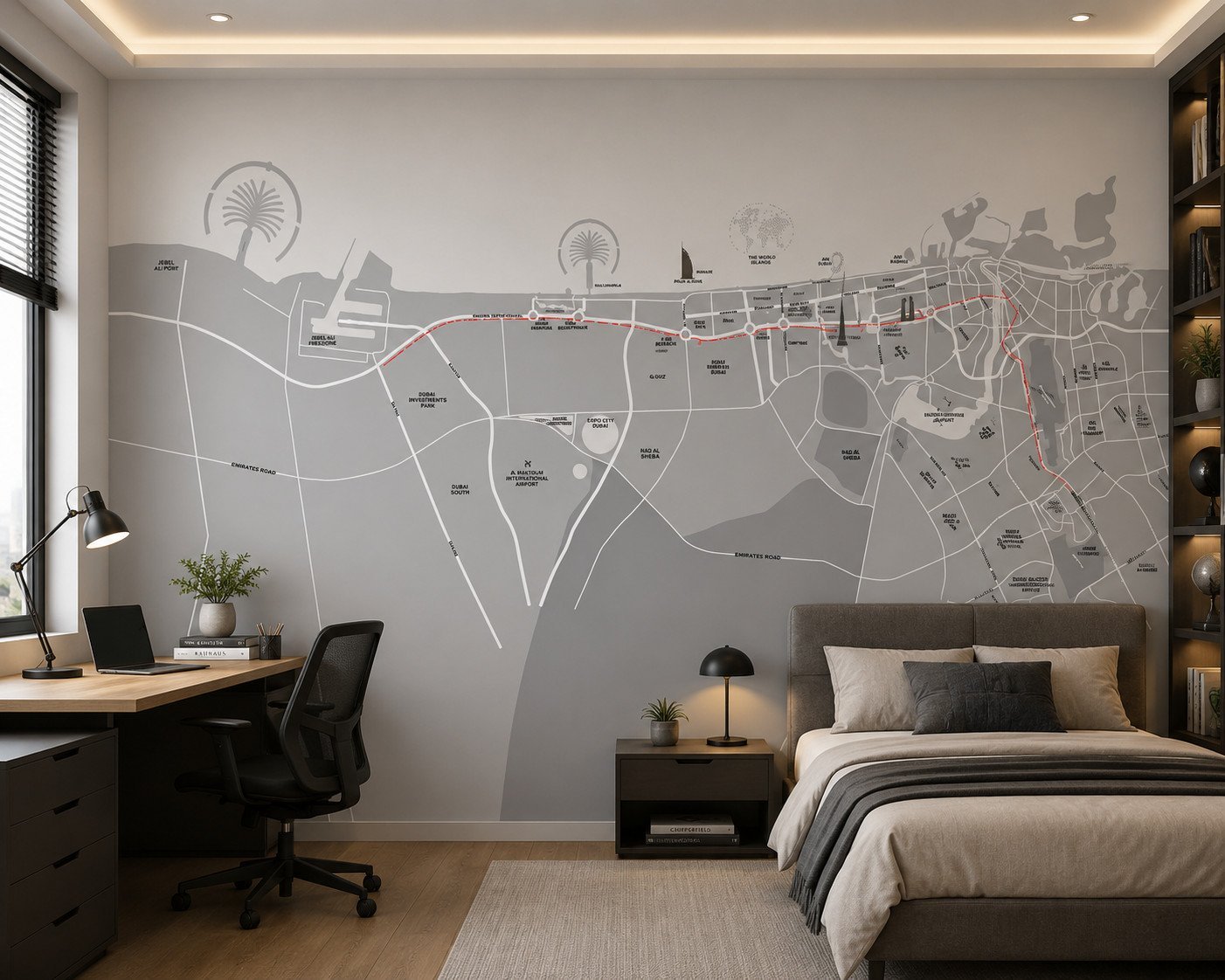 Greyway District — Map & Mural Wallpaper Dubai