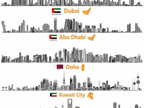 Gulf Landmarks — Map & Mural Wallpaper Dubai