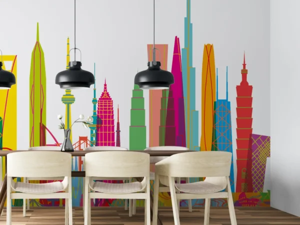 Iconic Popscape — Map & Mural Wallpaper Dubai