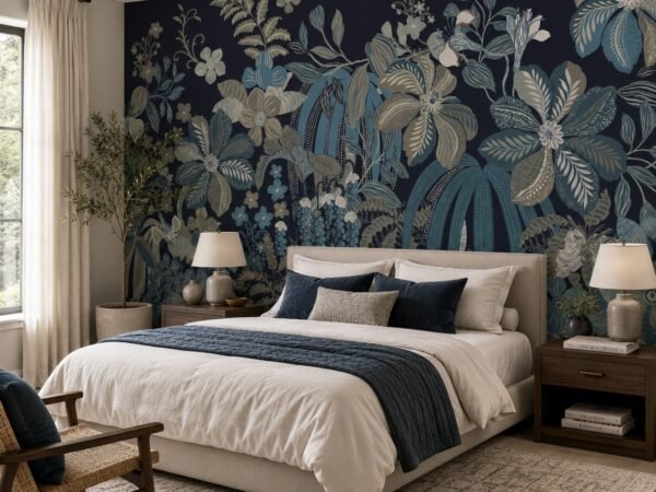 Indigo Folklore — Luxury Floral Wallpaper Dubai