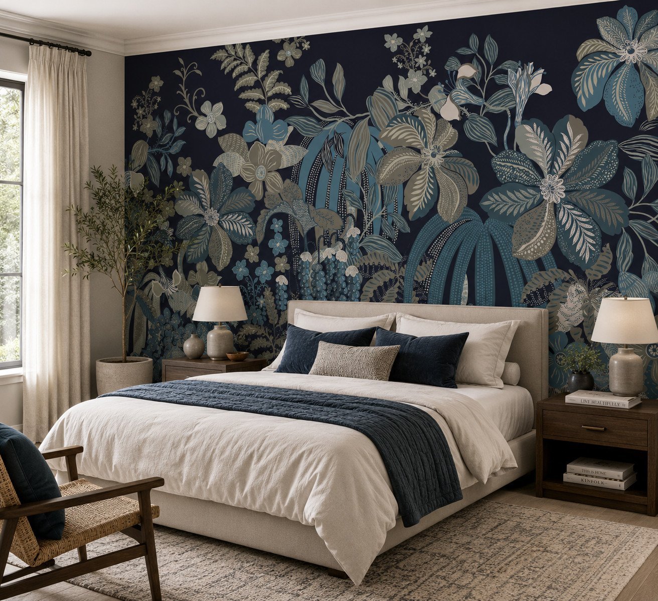 Indigo Folklore — Luxury Floral Wallpaper Dubai