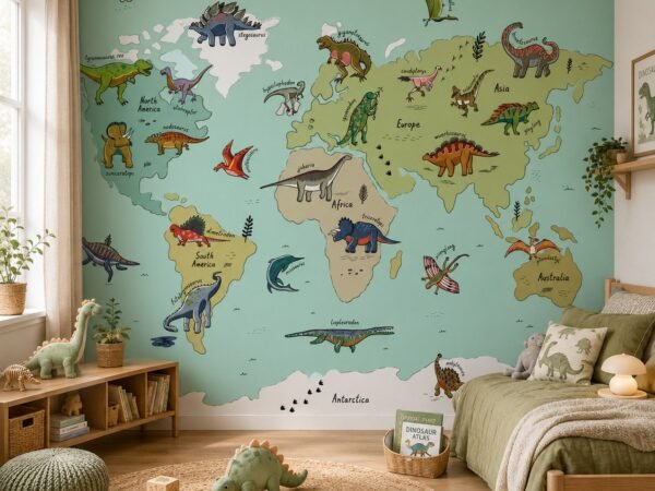 Jurassic Globe — Luxury Kids Wallpaper Dubai