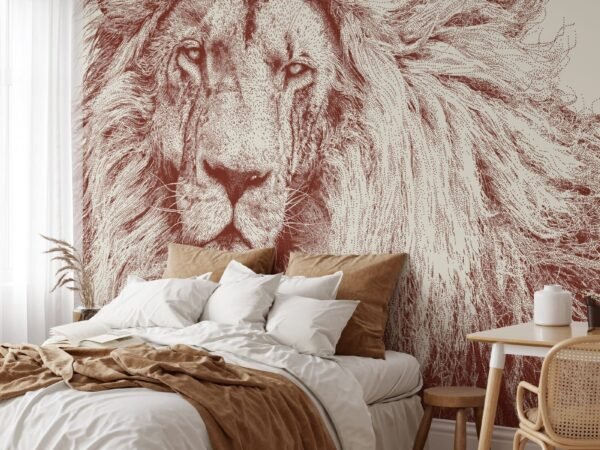 Lion Engraving — Luxury Kids Wallpaper Dubai