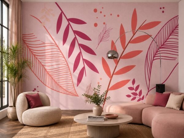 Magenta Sprigs — Luxury Floral Wallpaper Dubai