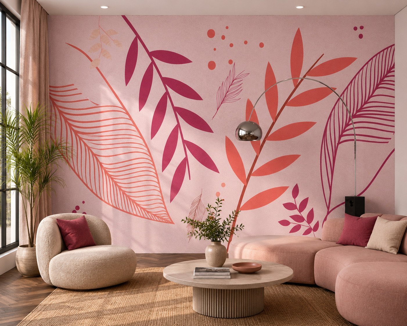 Magenta Sprigs — Luxury Floral Wallpaper Dubai
