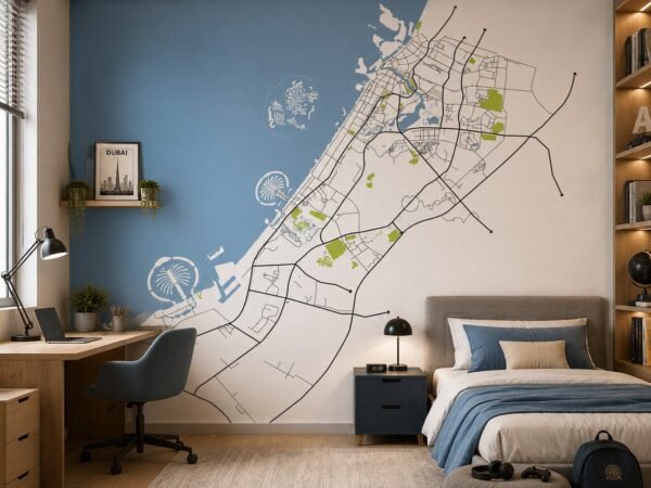 Marina Routes — Map & Mural Wallpaper Dubai