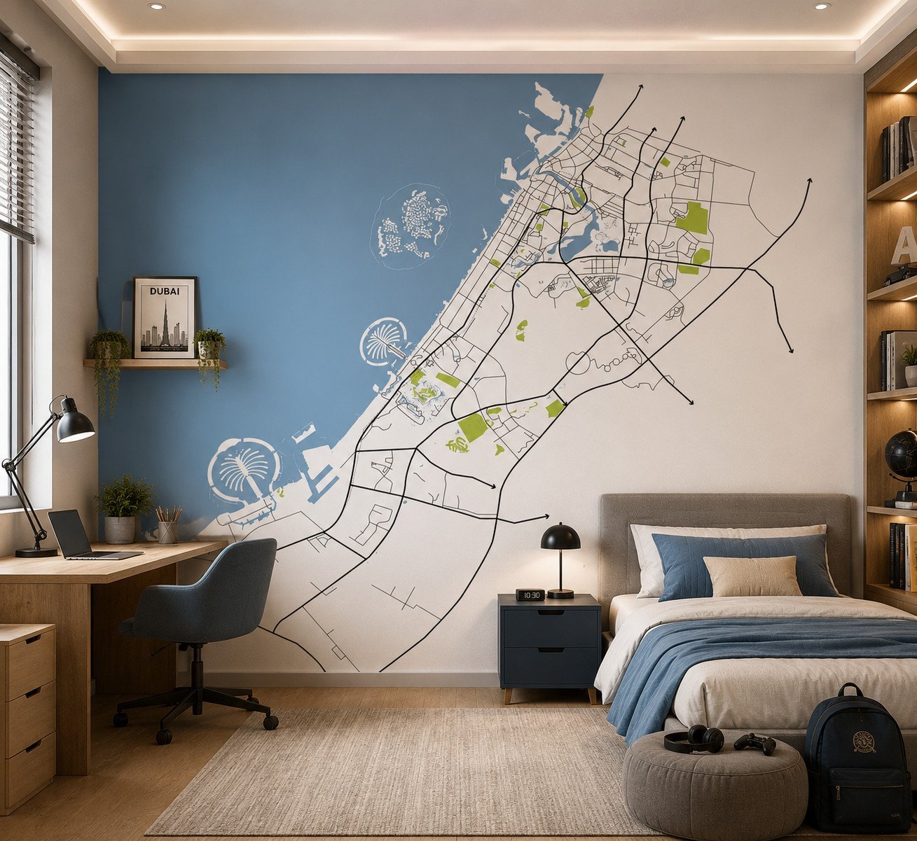 Marina Routes — Map & Mural Wallpaper Dubai