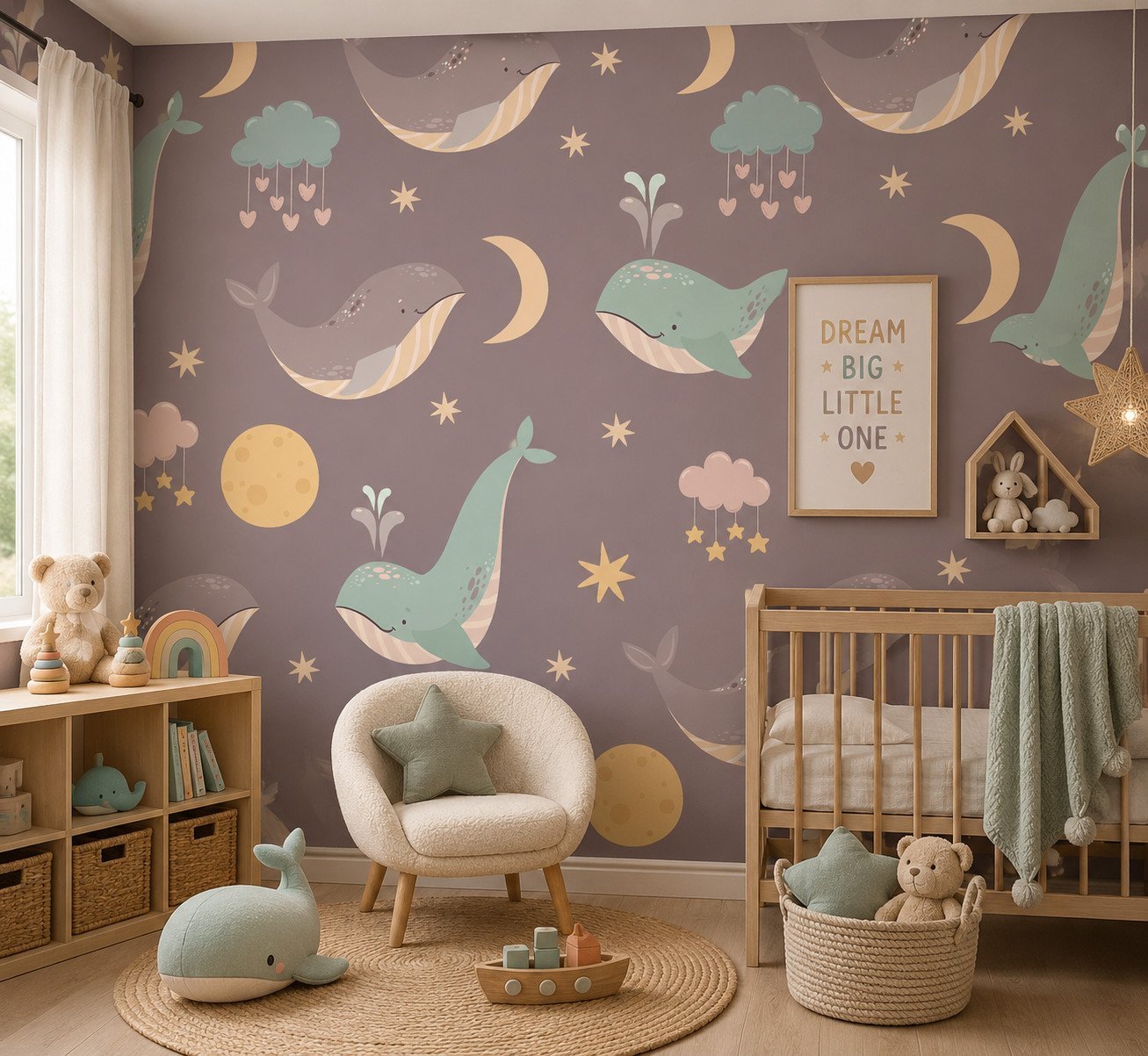 Moonberry Whales — Luxury Kids Wallpaper Dubai