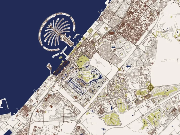 Nautic Districts — Map & Mural Wallpaper Dubai
