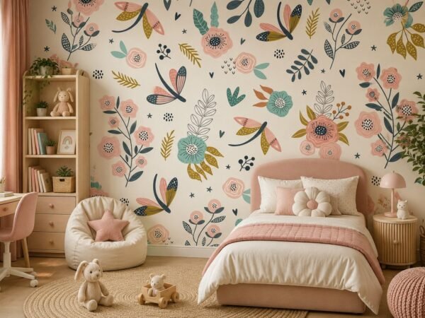 Rosy Gliders — Luxury Floral Wallpaper Dubai